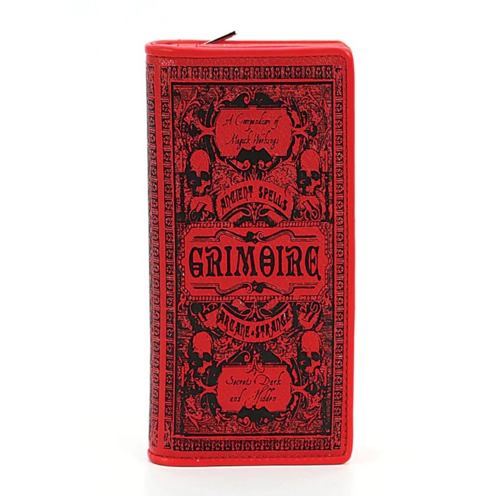 GRIMOIRE Book of Spells WALLET Blood Red GOTHIC Wicca Symbols Halloween NWOT 🩸